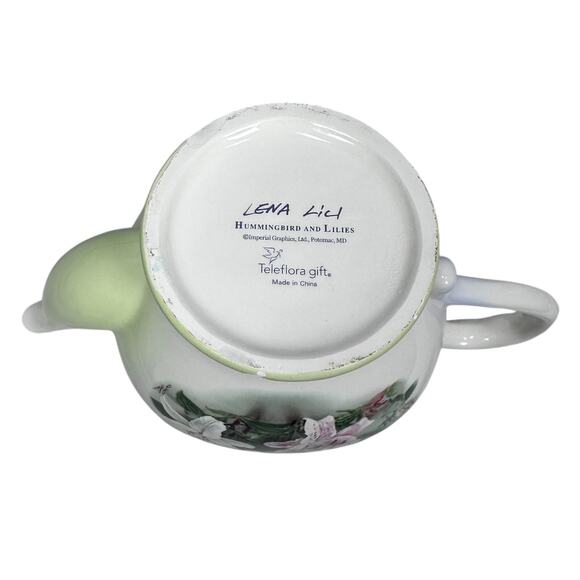 Lena Liu Hummingbird and Lilies Teapot Floral Porcelain with Lid Teleflora READ - Picture 6 of 12